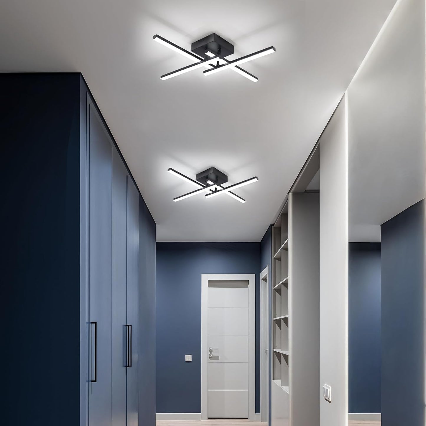 Lámpara techo LED Sputnik negra 24W 6500K luz fría
