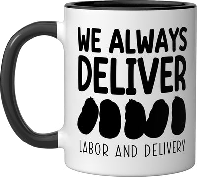 Taza de cerámica para enfermera de parto L&D negra/blanca