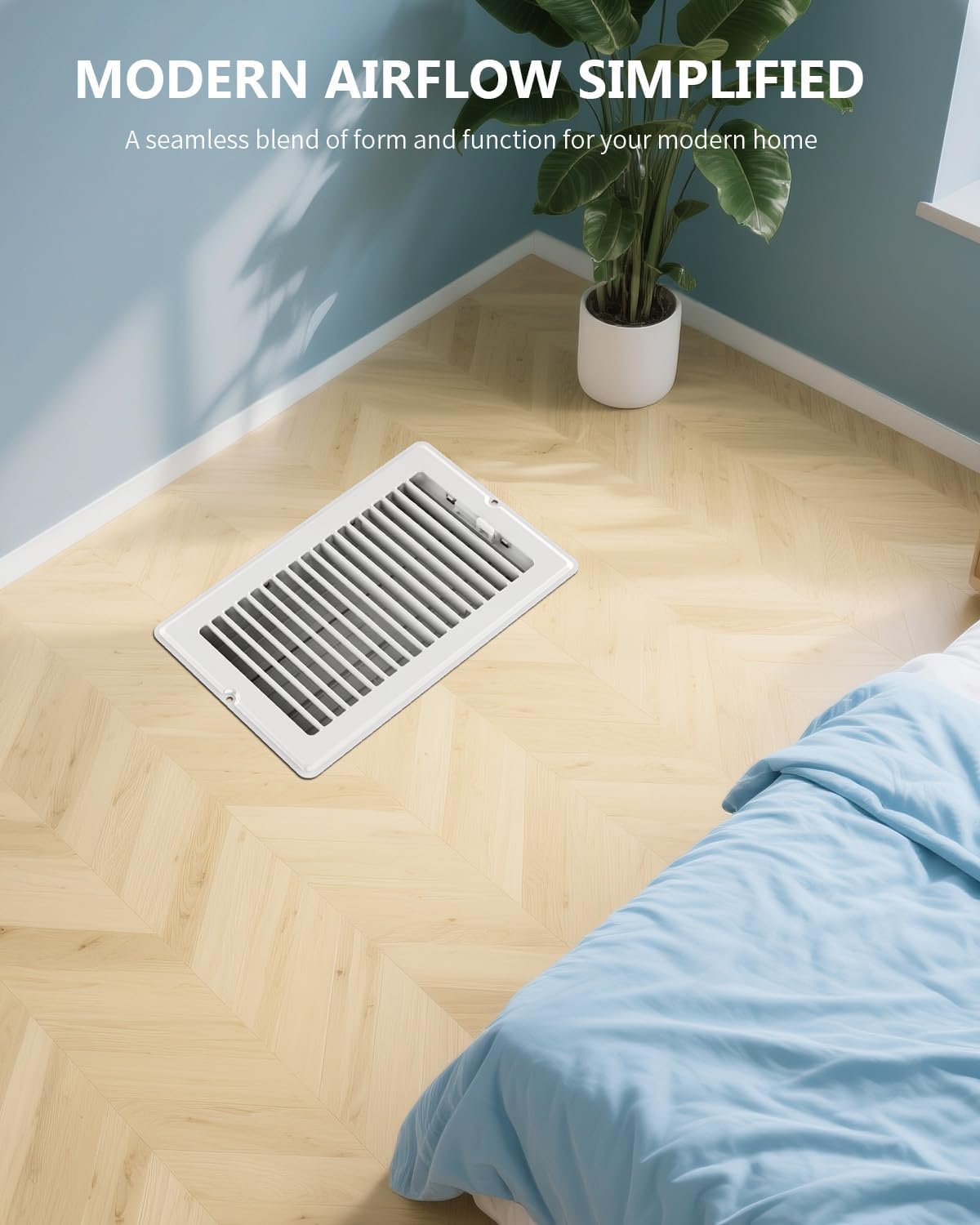 Registro suelo techo 6x10pulg ventilación aire acero blanco