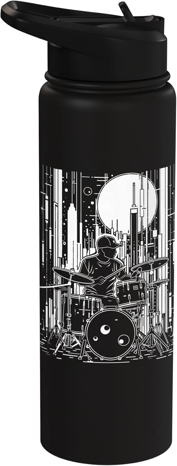 Botella de agua aislada de acero inoxidable Drummer Graphic Drums
