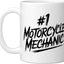 Taza cerámica para mecánico de motocicletas blanca