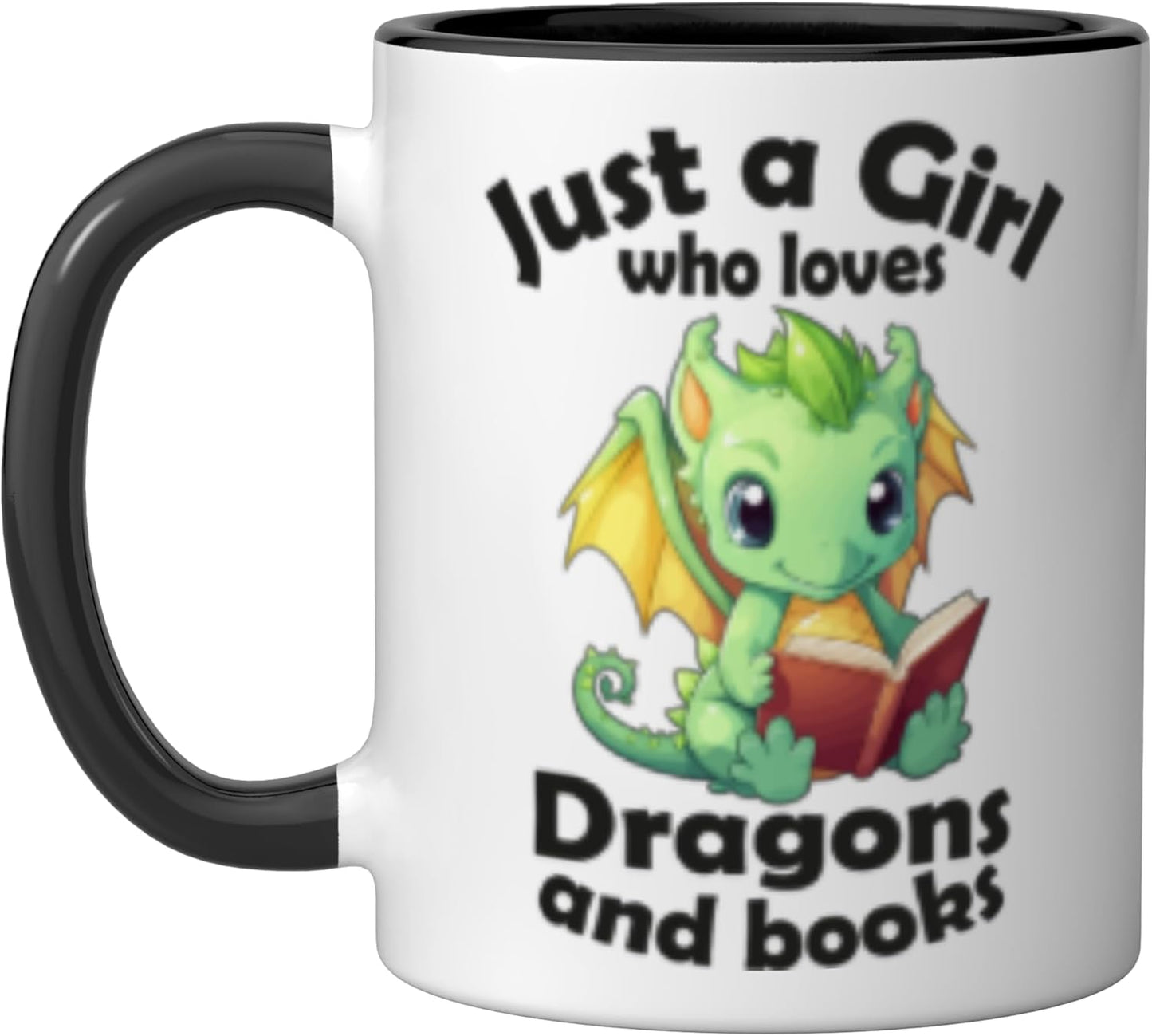 Taza cerámica para niños con dragón negro y blanco