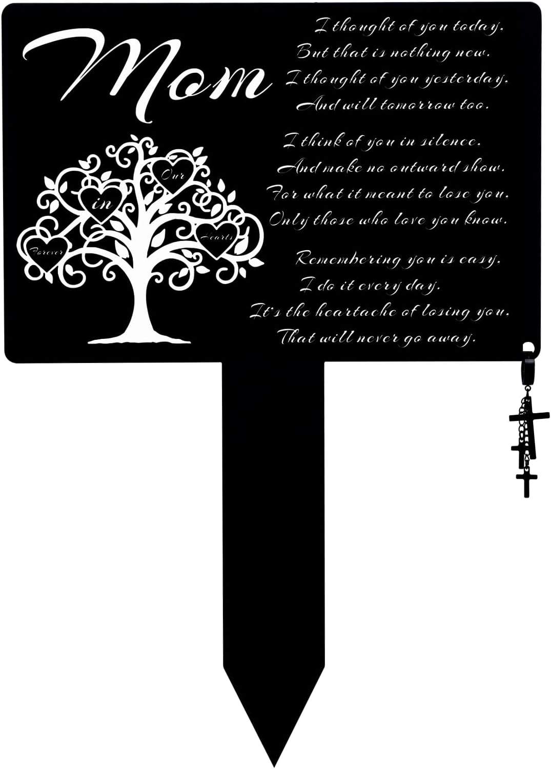 Marcador tumba metal con dije cruz decoración cementerio