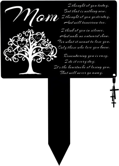 Marcador tumba metal con dije cruz decoración cementerio