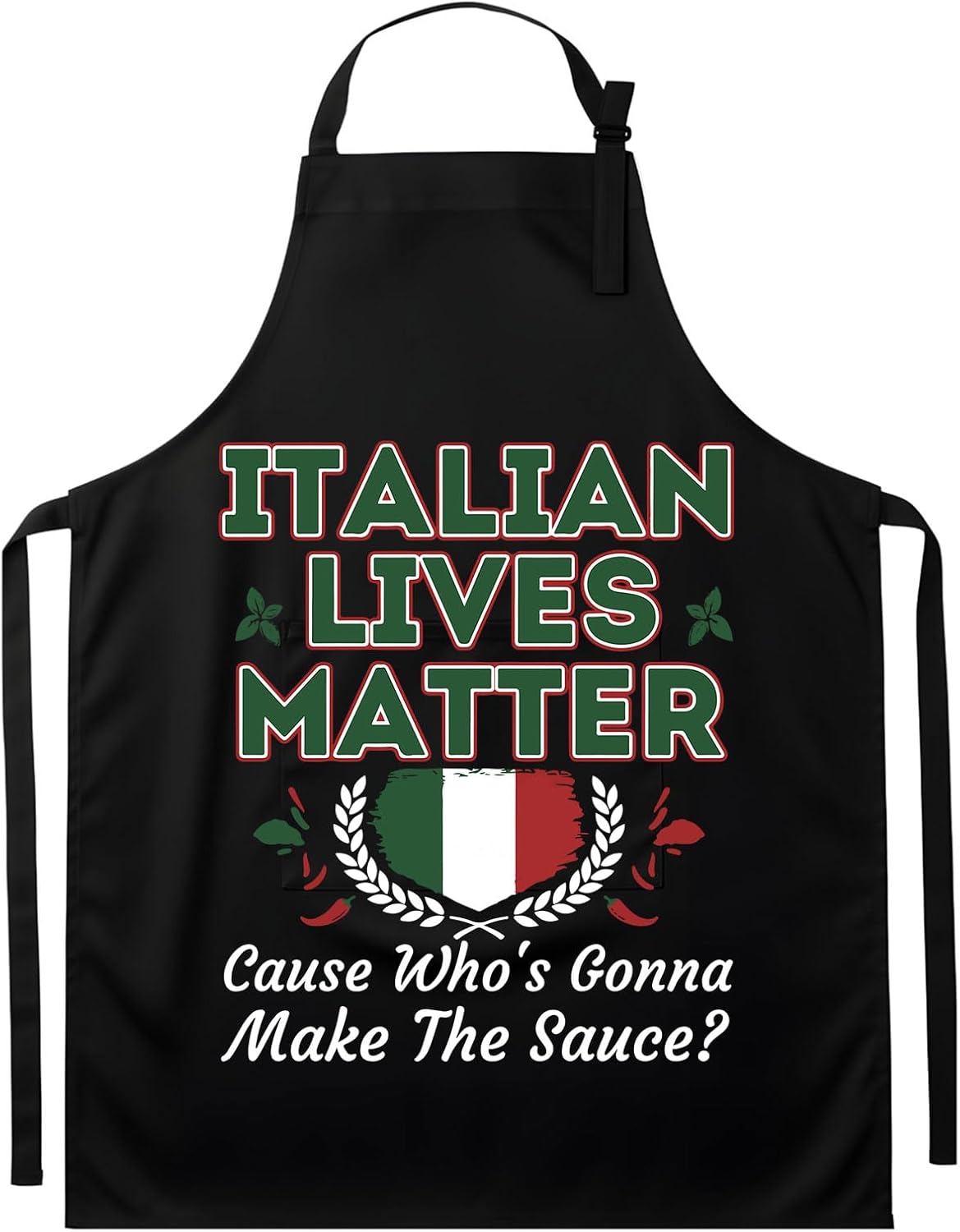 Delantal cocina unisex negro ajustable con bolsillos