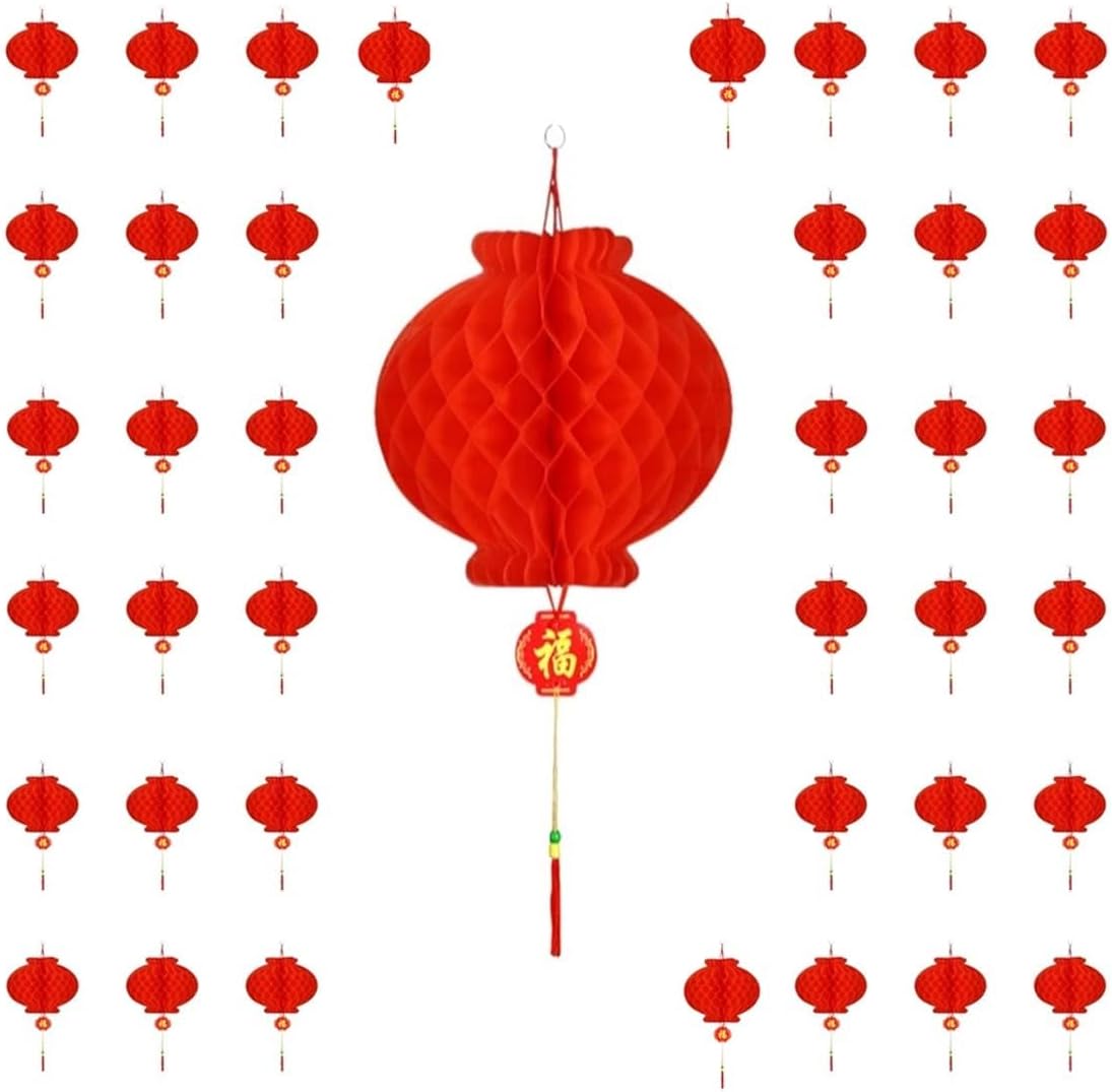 40 Linternas papel rojas chinas vietnamitas 5.9pulg decorativas