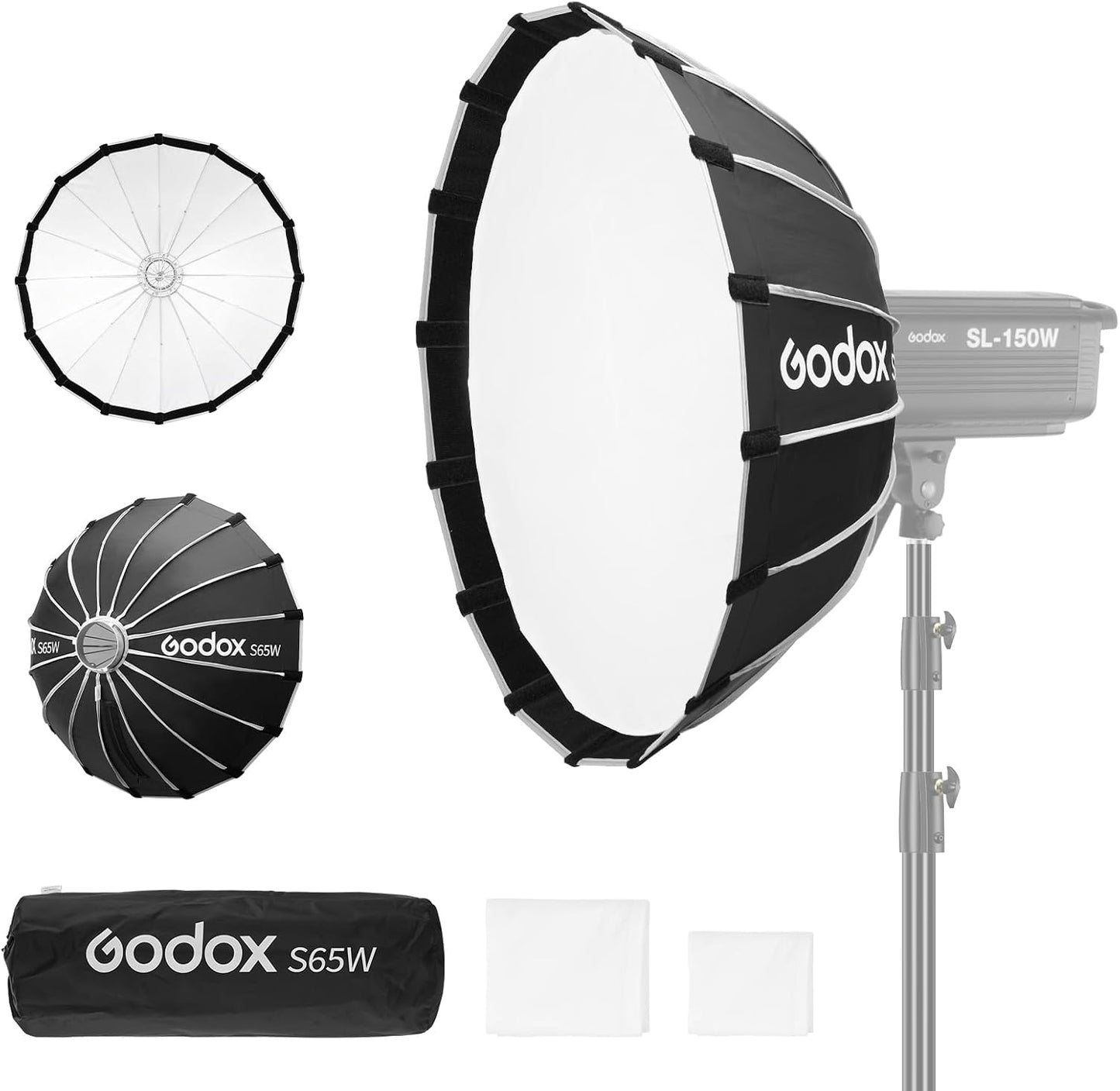 Softbox S65W Bowens 25.6pulg con difusor y estuche luz compacta
