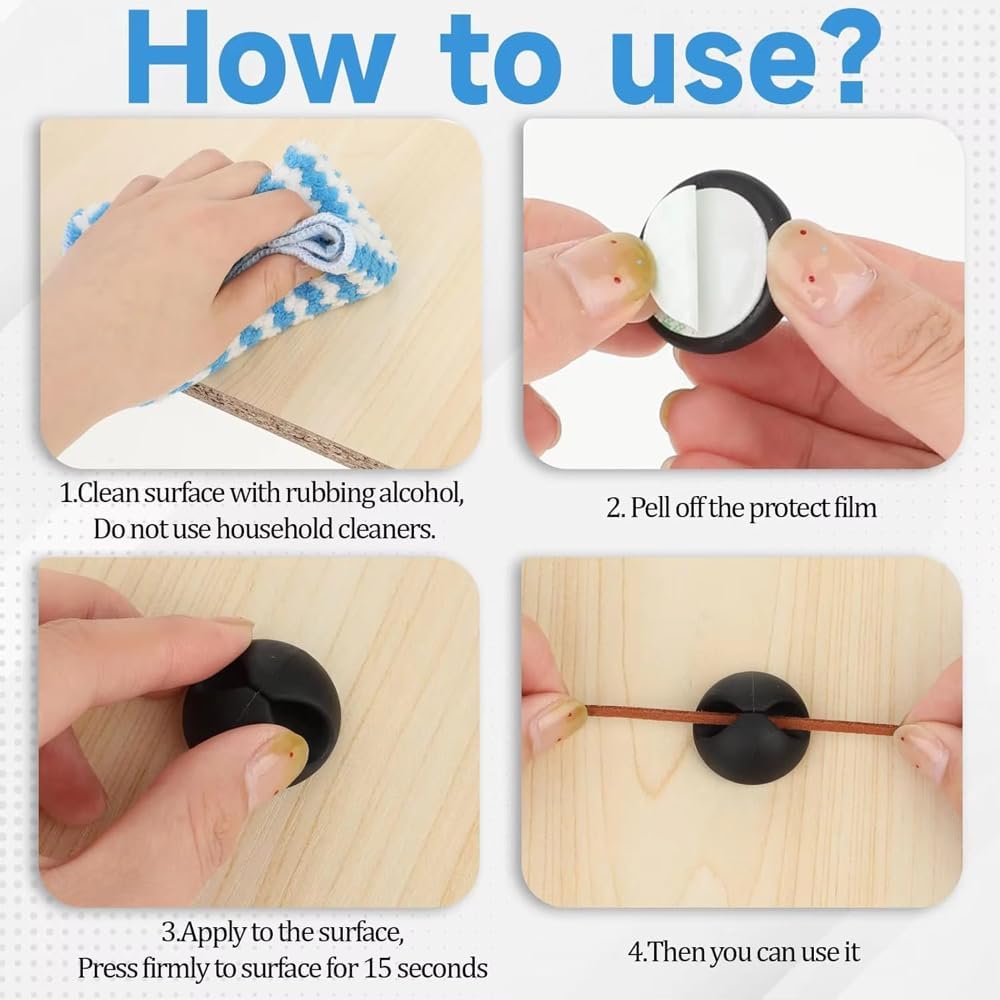 Kit organizador cables escritorio con clips y fundas