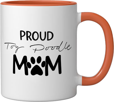 Taza cerámica para amante del perro poodle color naranja/blanco