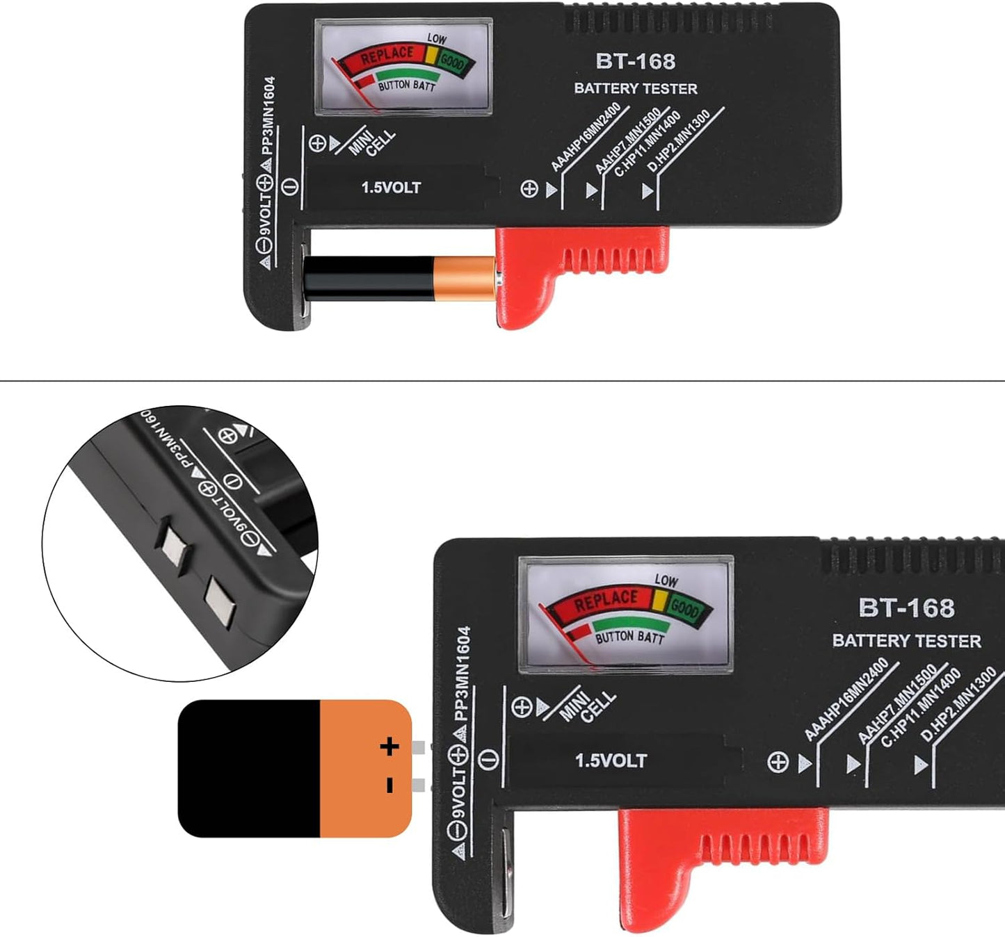 Verificador de baterías universal para AA AAA C D 9V