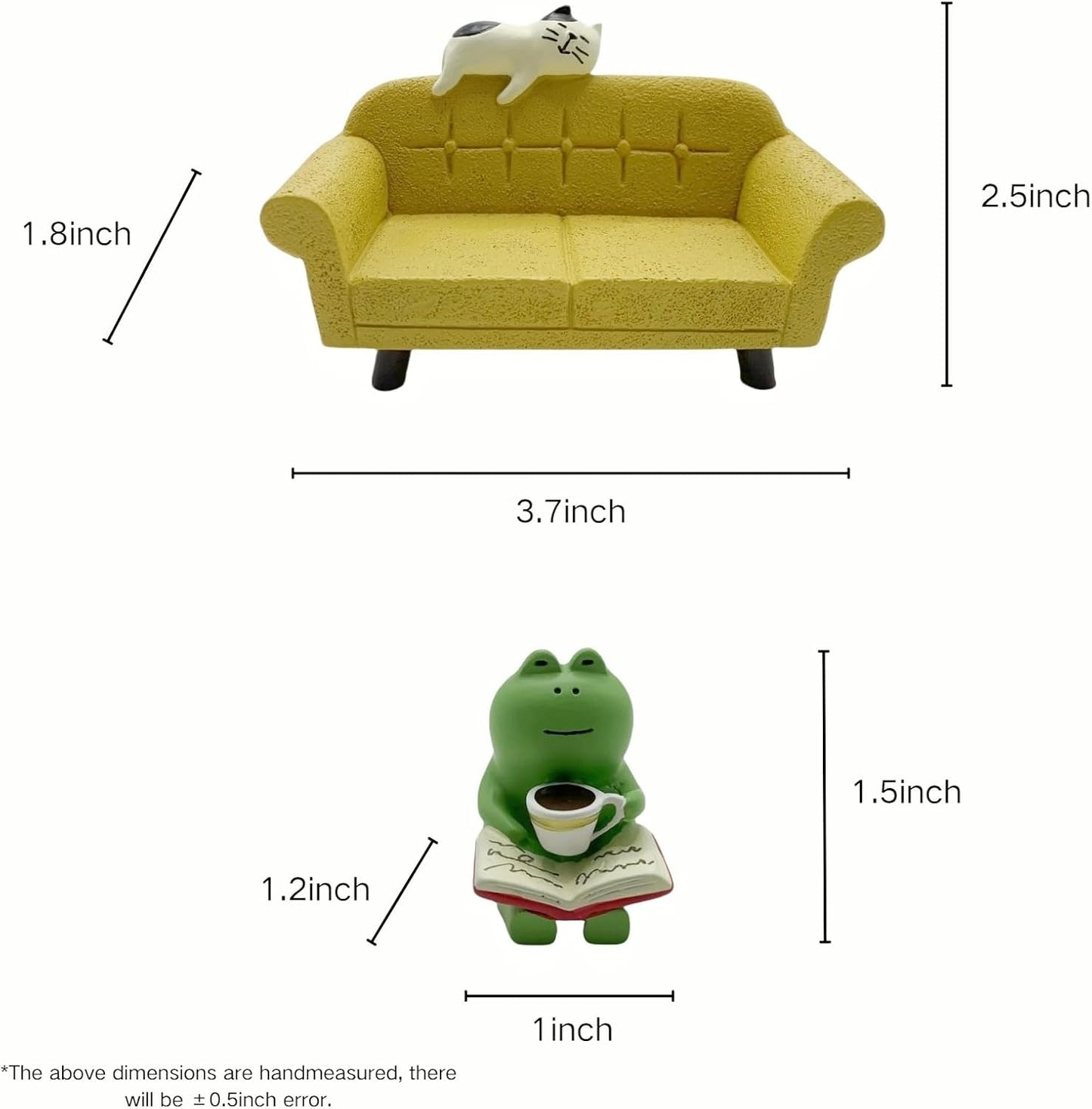Juego figuras mini rana gato sofá decoración escritorio hogar