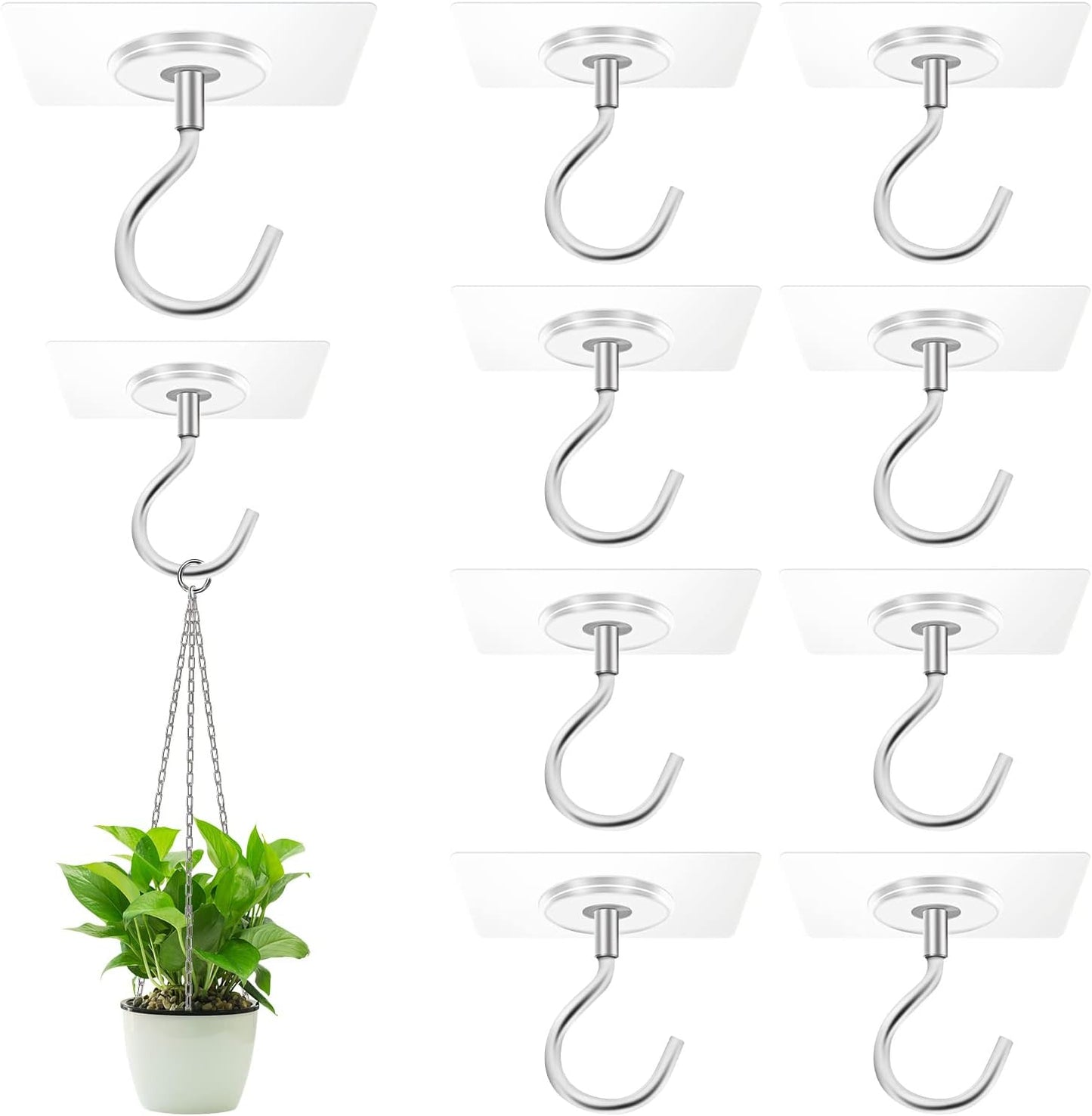 Ganchos adhesivos techo pack 10 acero inox