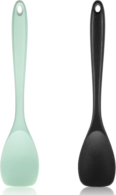 Espátula de silicona con cuchara, 2 piezas sin costuras, resistente al calor y antiadherente