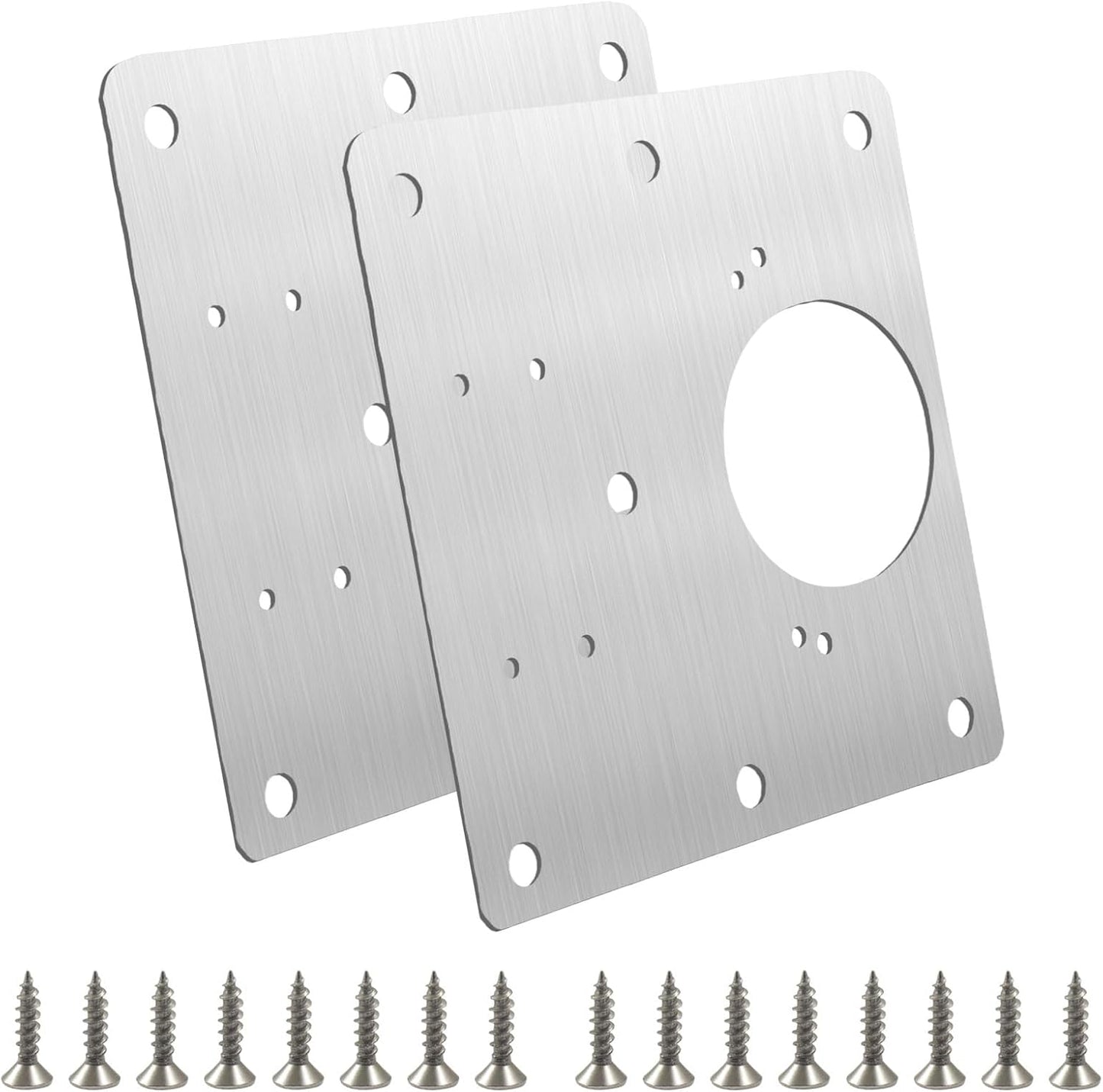 Placa reparación bisagra acero inox 2 Pzas con tornillos