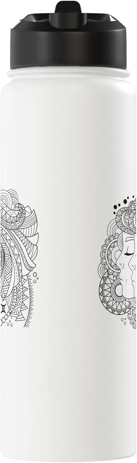 Botella de agua aislada de acero inoxidable con signo zodiacal Gemini