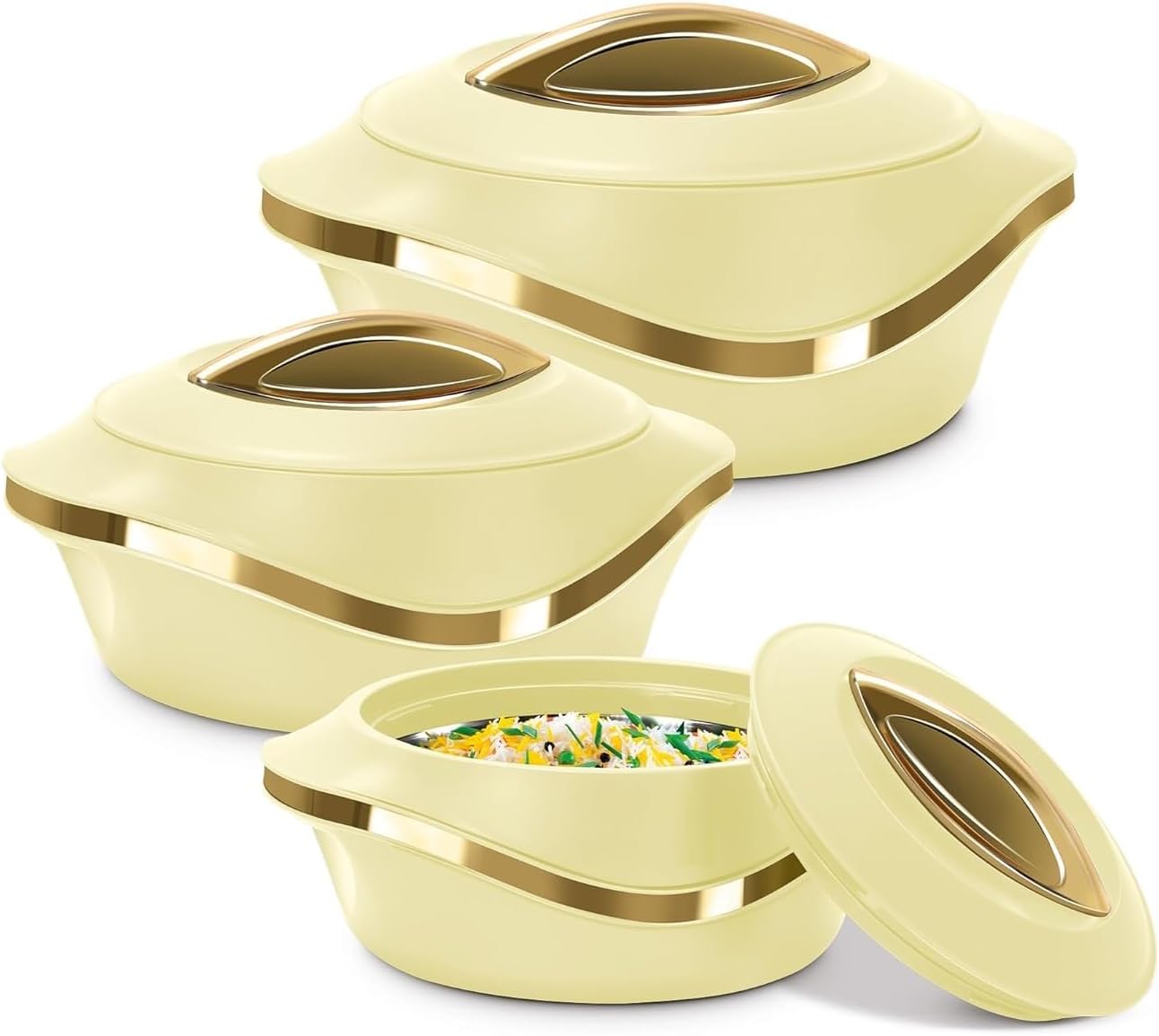 Set 3 Ollas Acero Inox 455-1270ml para Chapati Biryani