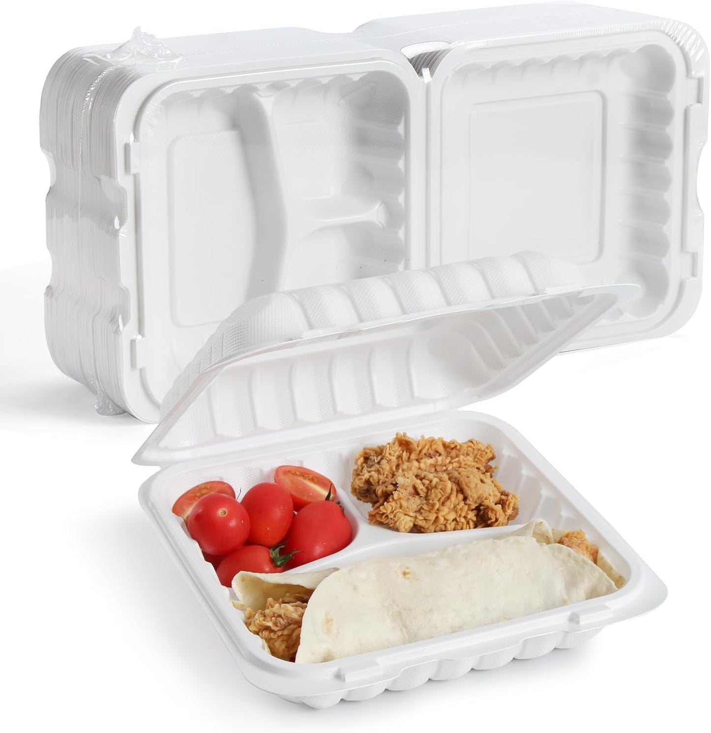 Contenedores comida 3 compartimentos 100 pzas taza papel 12oz blanca