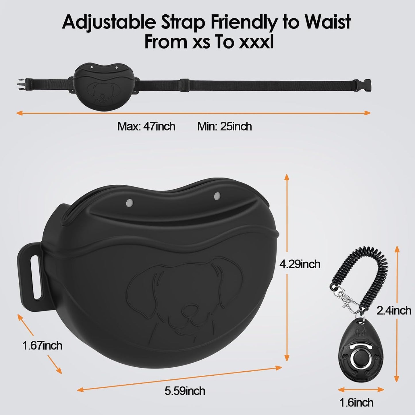 Bolsa silicona para perros con cierre magnético y clicker