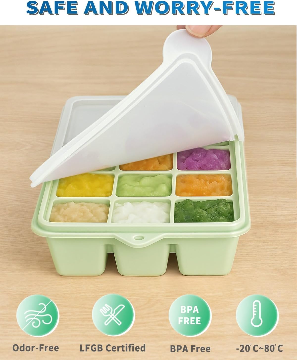 Bandejas de silicona para cubos de hielo apilables con tapa resistente