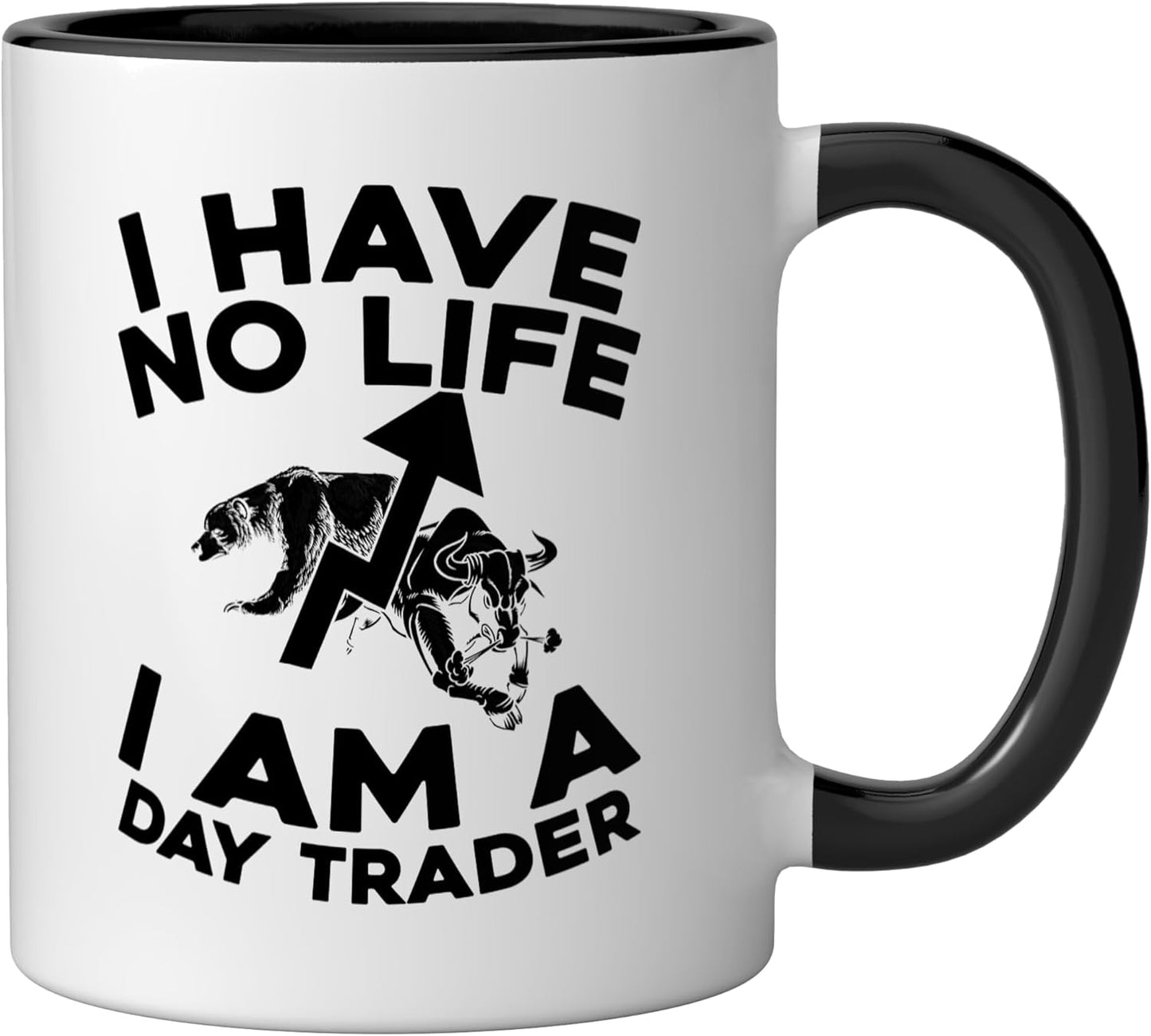 Taza cerámica para day trading en negro/blanco