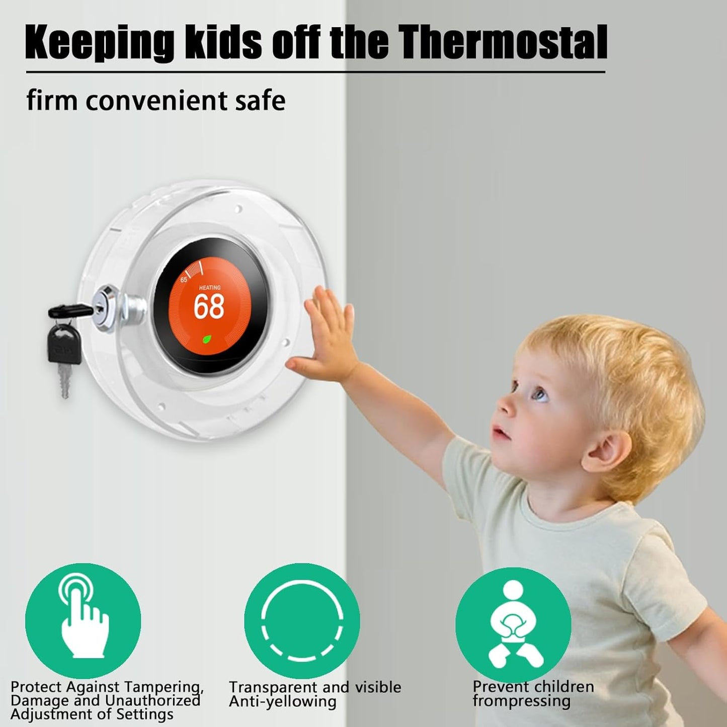 Funda termostato redonda con llave universal transparente
