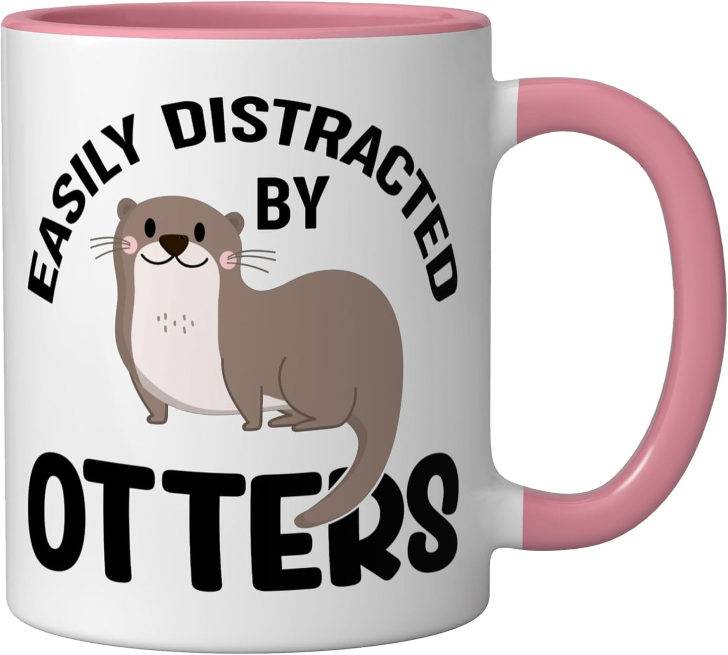 Taza de cerámica para amante de nutrias en rosa/blanco