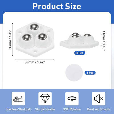 2 Ruedas autoadhesivas 1.5pulg giratorias 360 grados acero inox