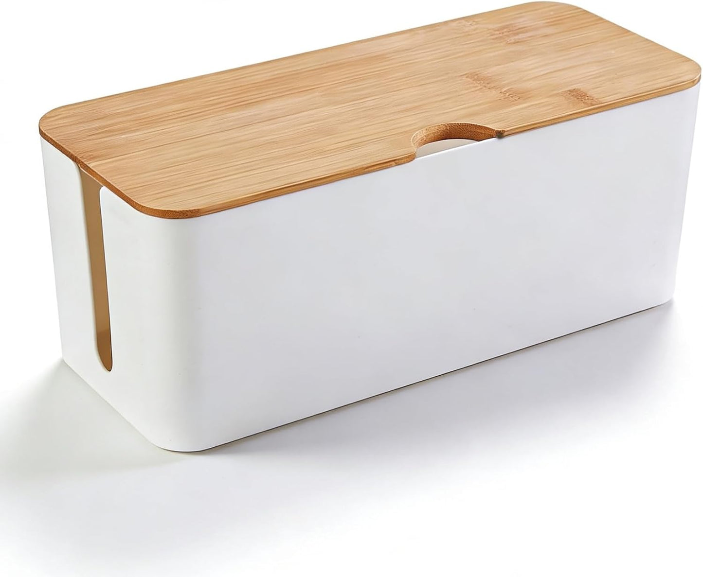 Caja organizadora cables escritorio blanco