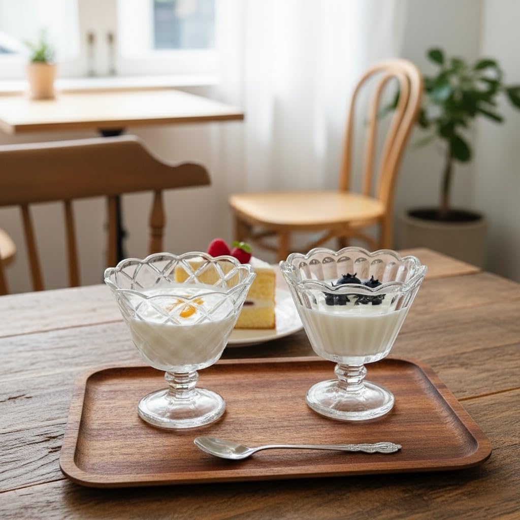 Vasos de vidrio vintage para postre, helado, frutas y aperitivos
