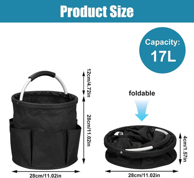 Carrito limpieza plegable 17L con asa y compartimentos negro