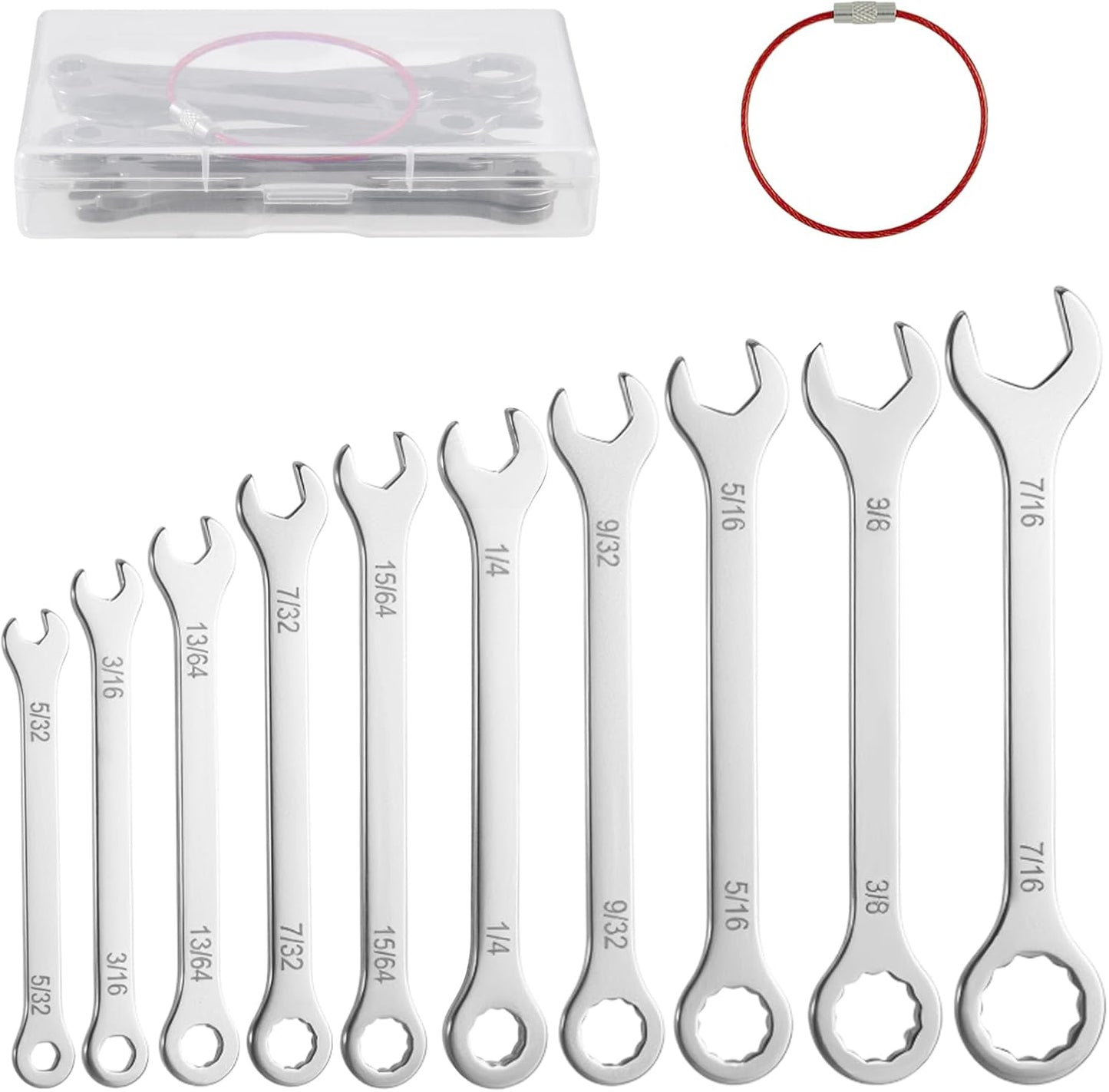 Set 10 Llaves Combinadas SAE Ultrafinas Acero Inox 5/32-7/16