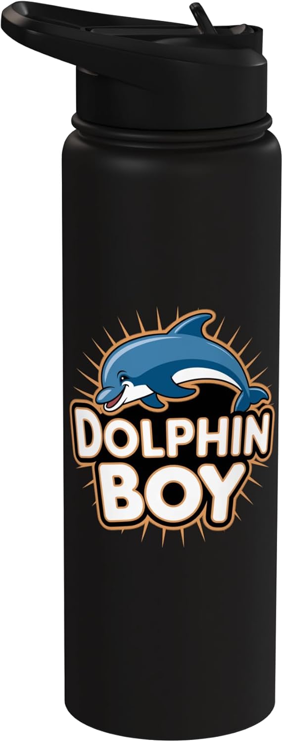 Botella de agua acero inoxidable aislada para niños Dolphin Boy