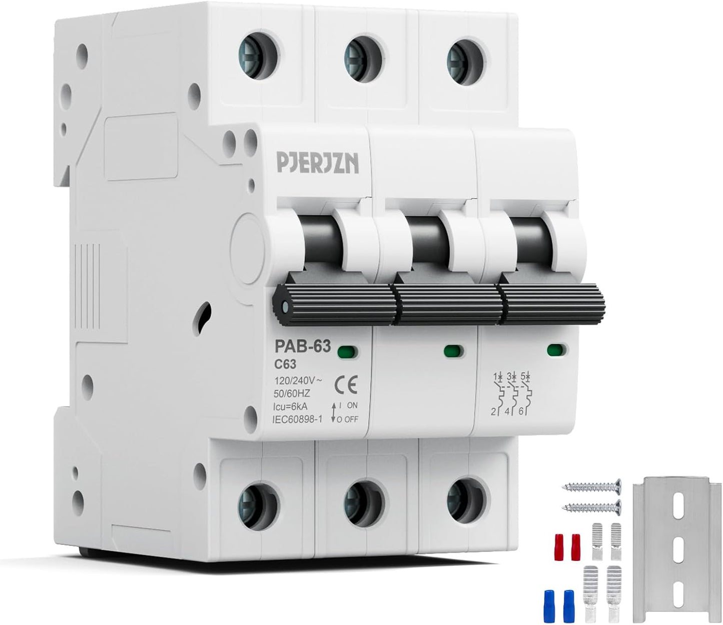 Disyuntor miniatura 120/240V 63A 3 polos montaje DIN