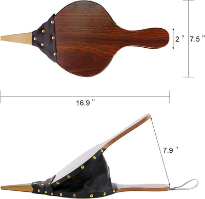 Fuelle chimenea madera 17x7.5pulg correa cuero marrón barbacoa