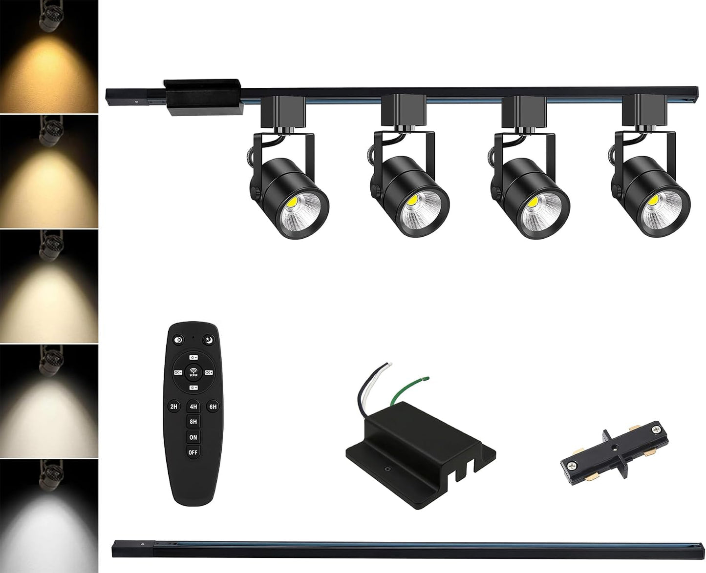 Kit iluminación riel 4 luces H 3.3ft conector flotante