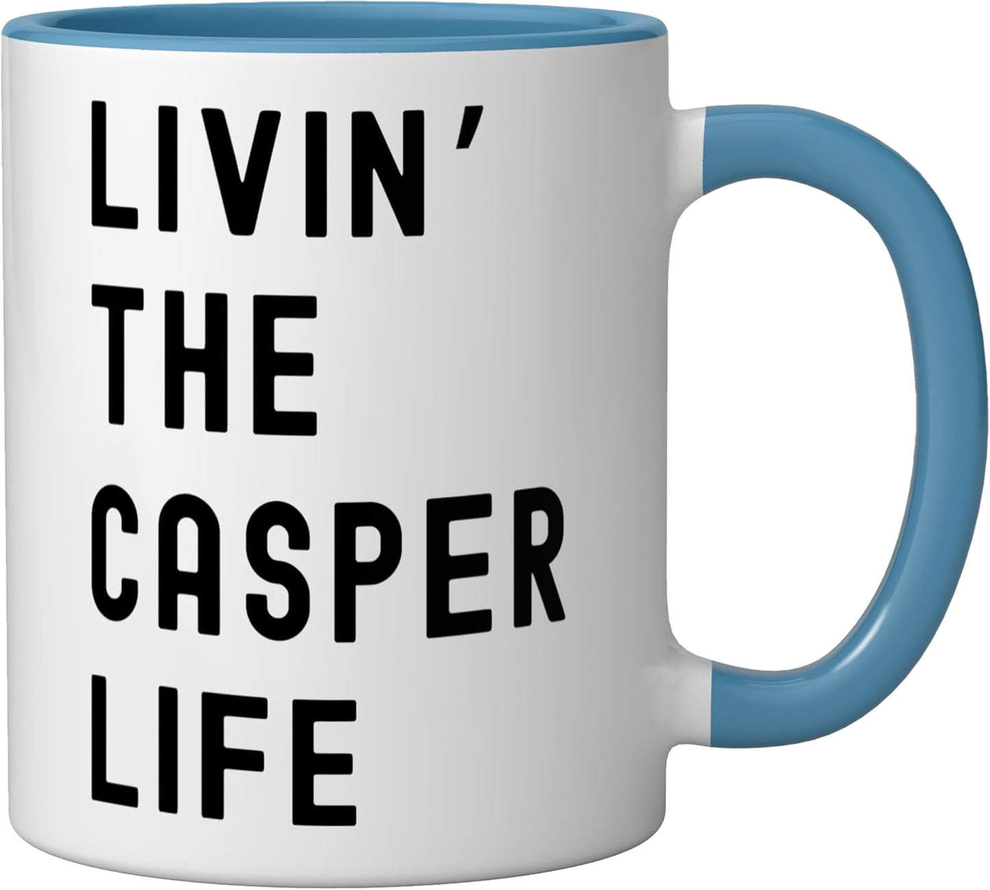 Taza cerámica Casper Life Name azul/blanco