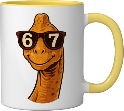 Gafas sol Brachiosaurus taza cerámica amarillo/blanco