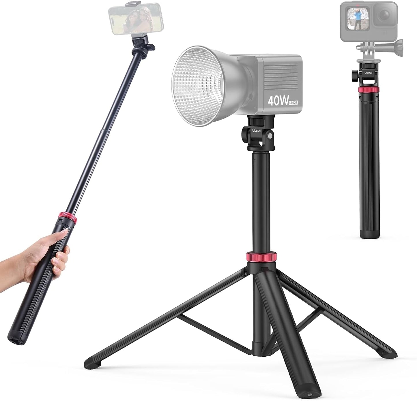 Trípode aluminio 81pulg soporte luz ajustable 1/4pulg