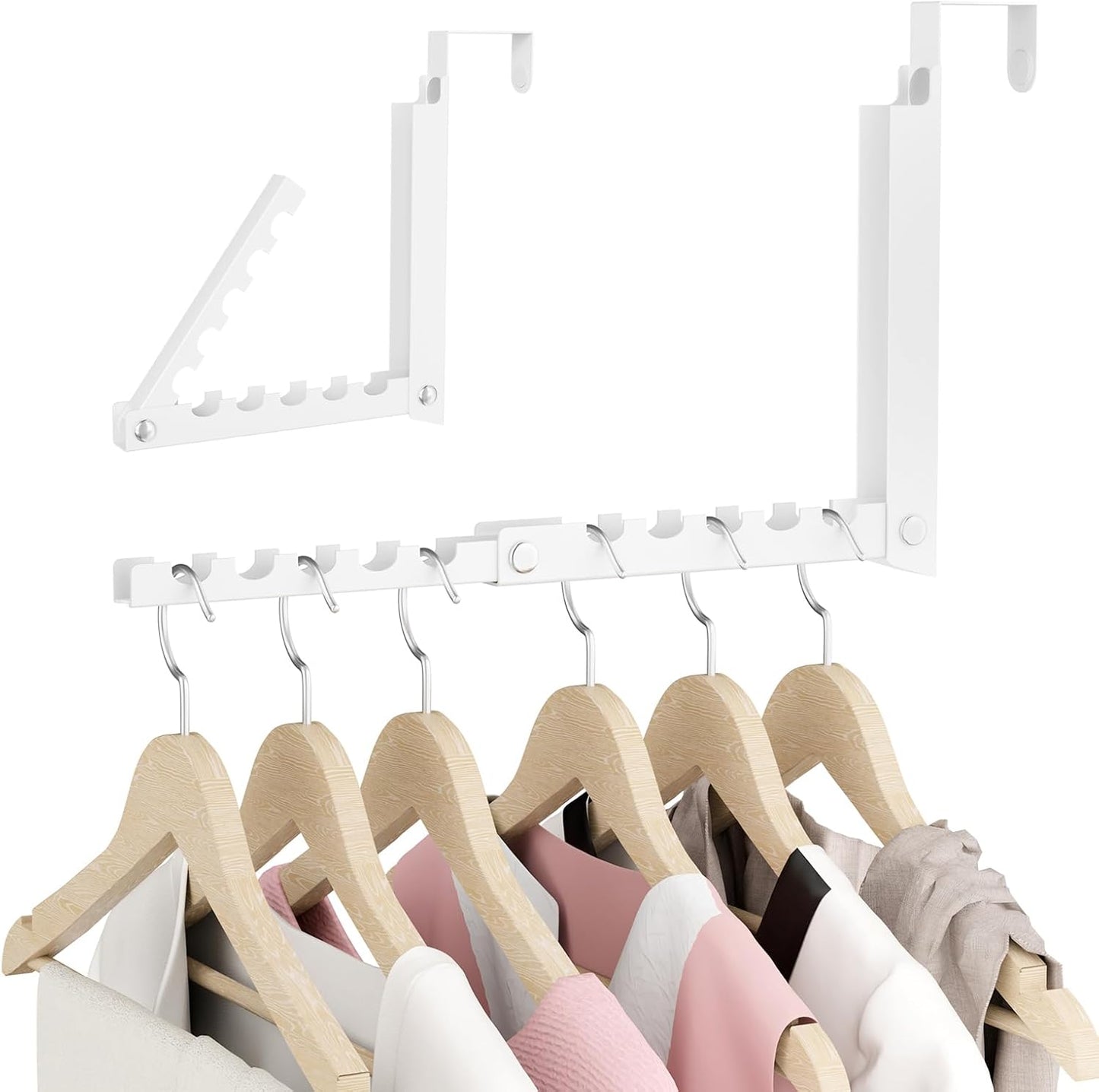 Perchero plegable doble colgador de ropa para puerta