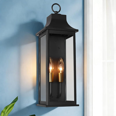 Farol pared exterior 20pulg 2 luces enchufe dorado