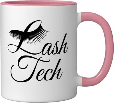 Taza de cerámica para técnico de pestañas, rosa/blanco