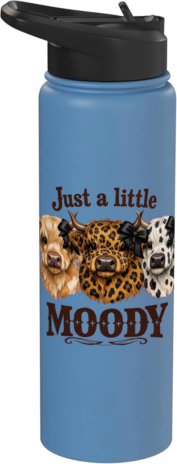 Botella agua acero inox aislada vaca coqueta