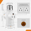 Adaptador E26 a enchufe PBT ignífugo multifuncional blanco
