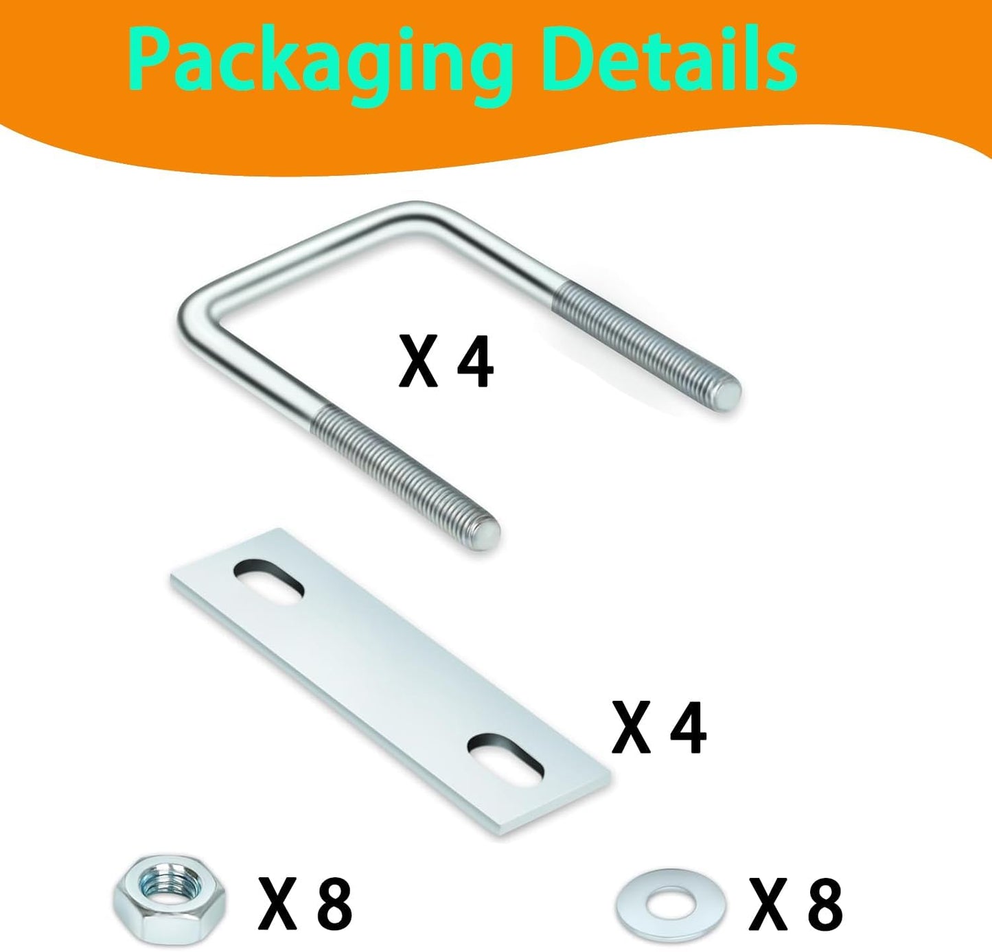 Set 4 pernos en U M8 para madera valla almacén