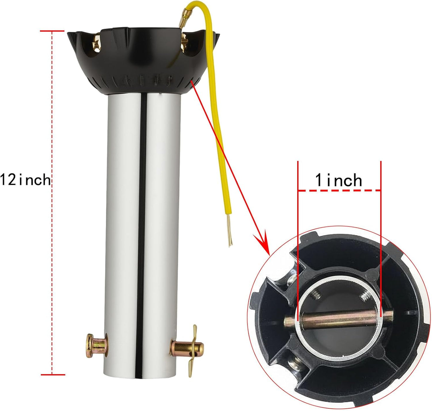 Barra extensión ventilador techo varilla con cabeza esférica 1pulg