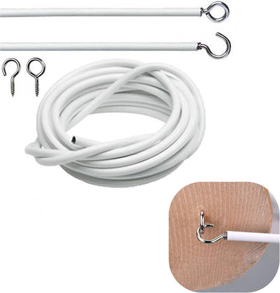 Kit cables red para cortinas blanco 6.6pies con ganchos