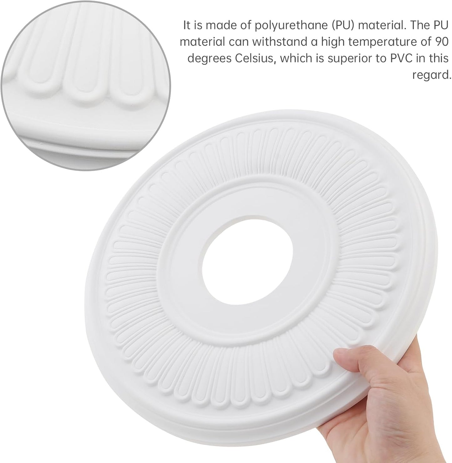 Medallones techo poliuretano 13.1x3.4pulg acabado blanco