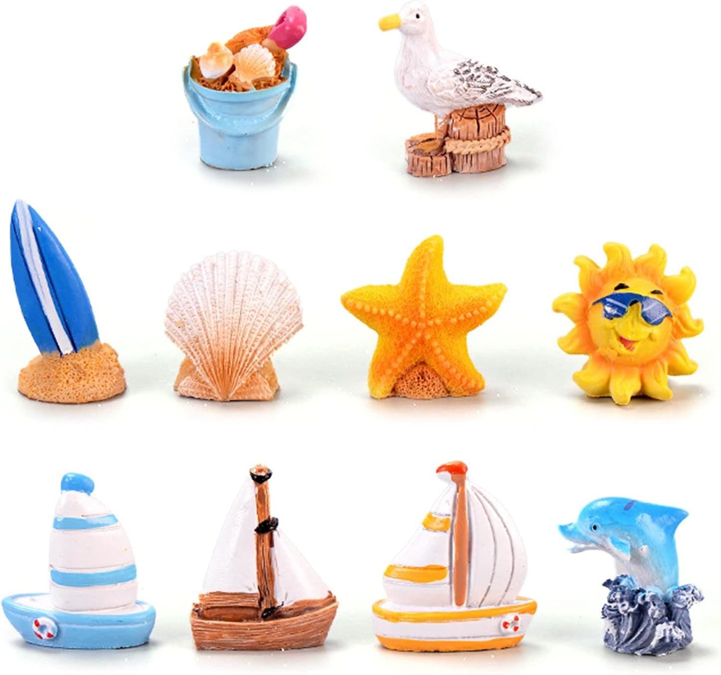 10 figuras playa miniatura delfín estrella velero decoración pastel
