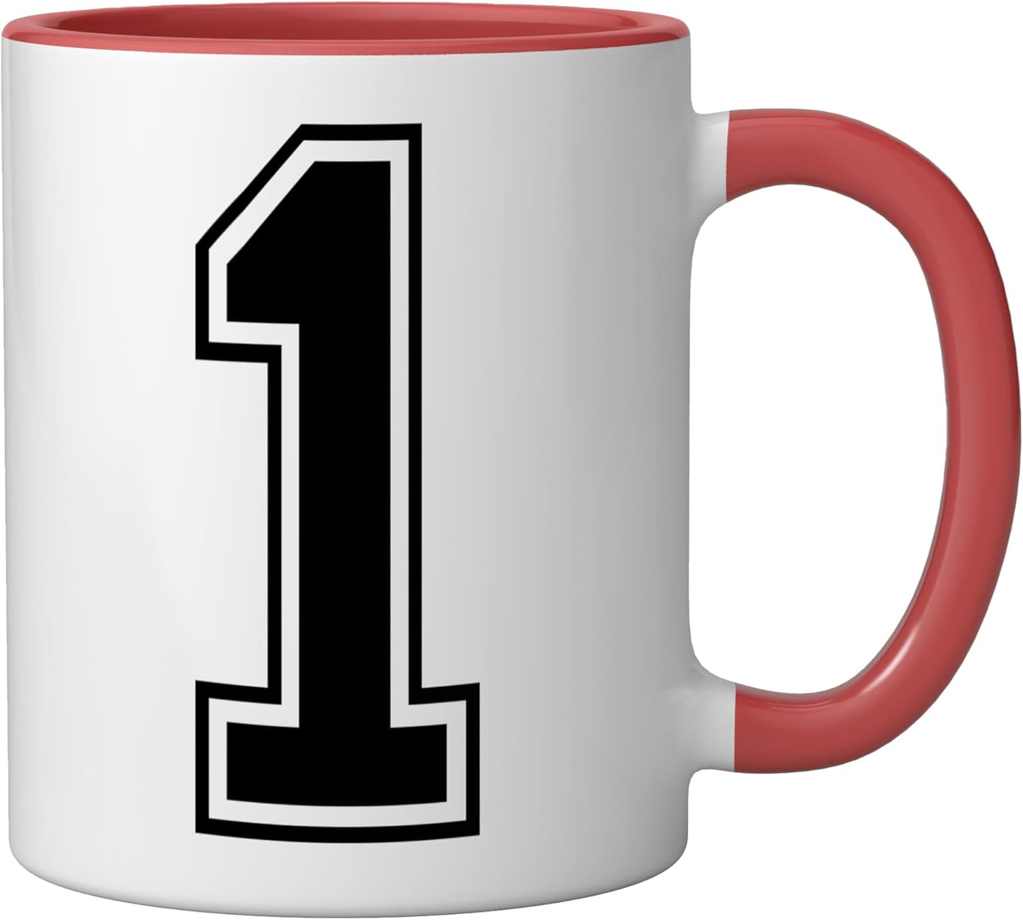 Taza cerámica para equipo deportivo Number One roja/blanca