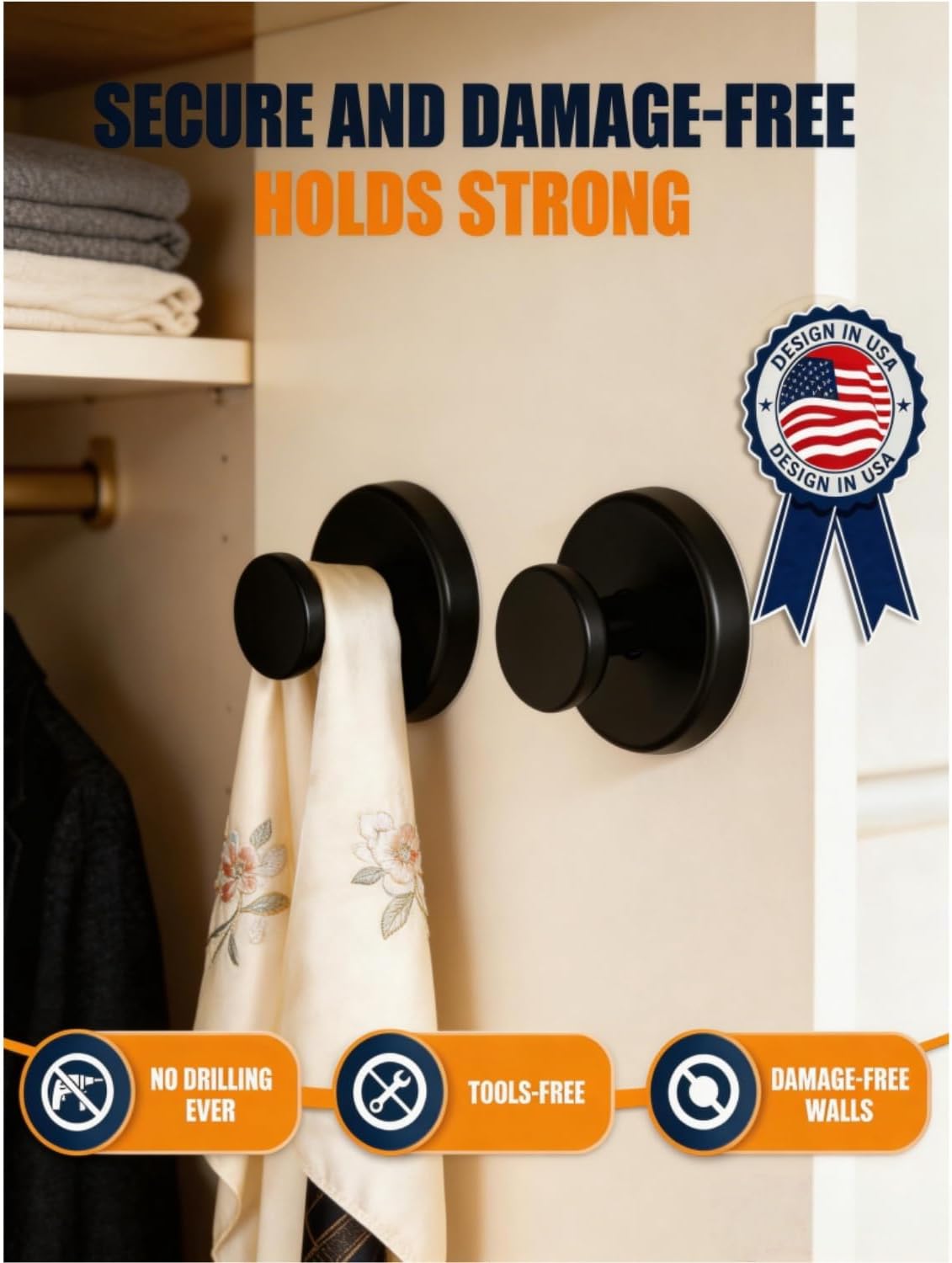Ganchos ventosa ducha dorado y negro para tazas toallas bata